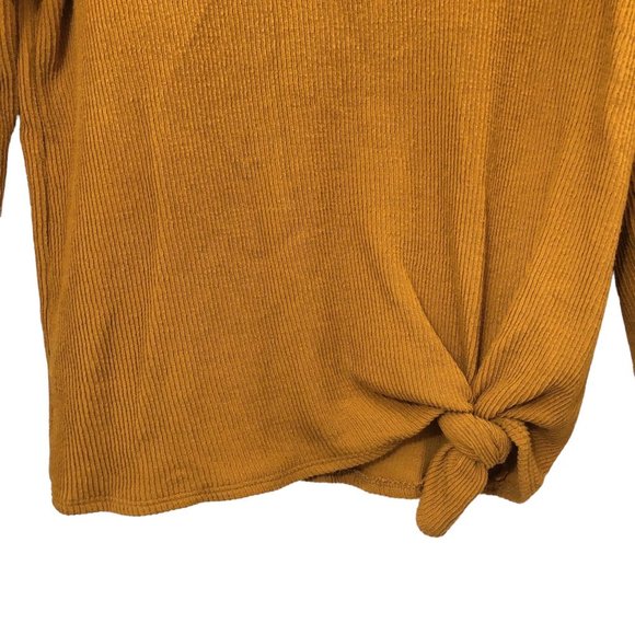 Madewell Texture & Thread Jacquard Knot-Front Mustard Yellow Top S - Picture 5 of 7